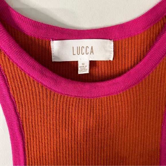 NWT Lucca Alexandra Orange and Pink Cut-Out Ribbed Midi Dress - Picture 5 of 8